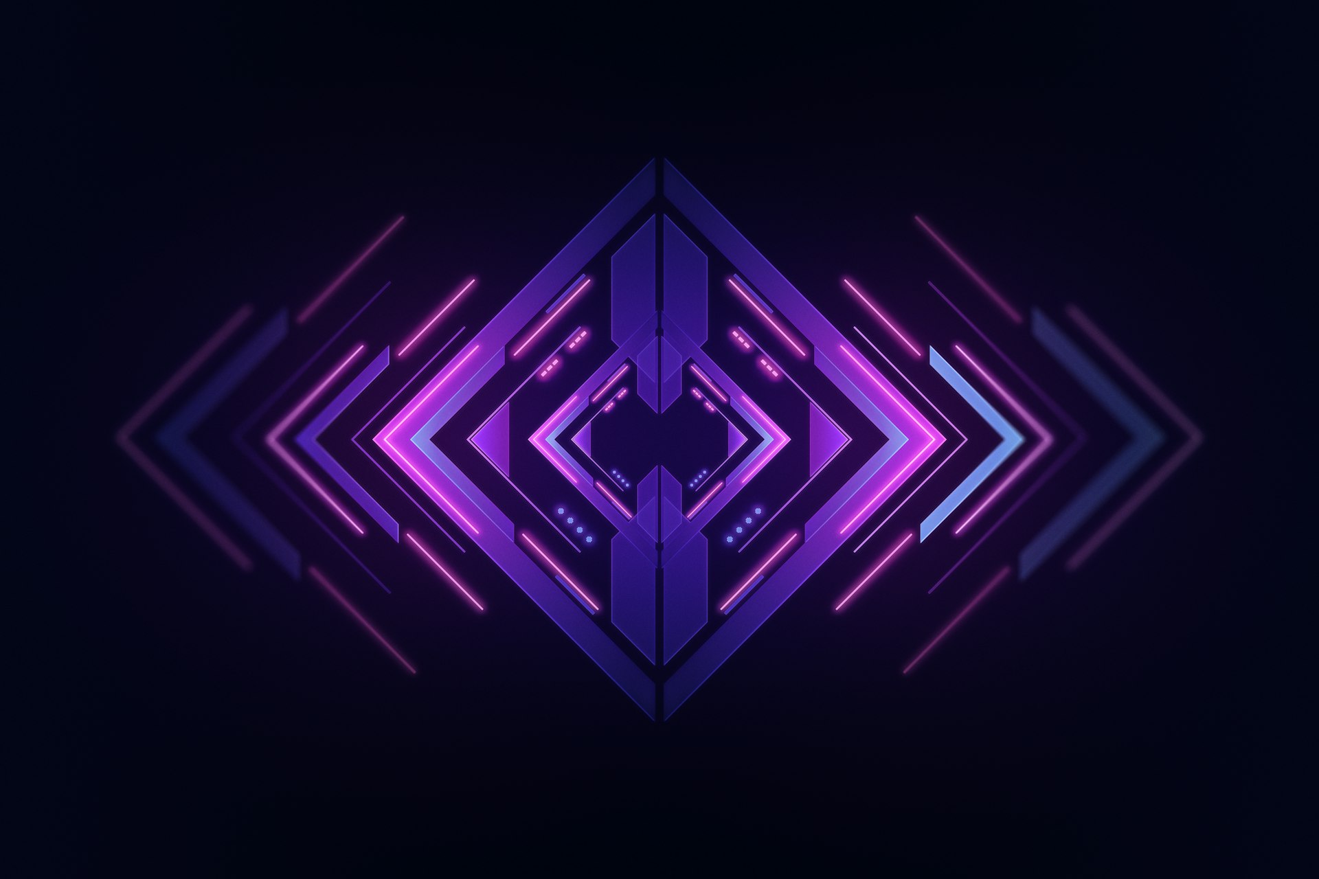 a dark background with a purple geometric design