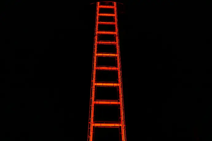 orange LED ladder art